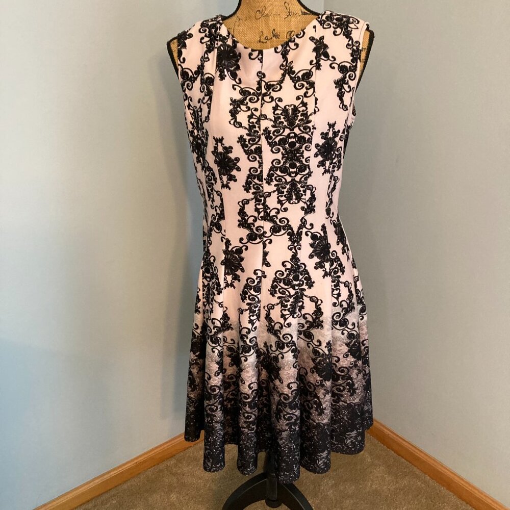 Danny & Nicole Dress Women Size 14 Black Gray Pink Fit & Flare - Picture 12 of 14